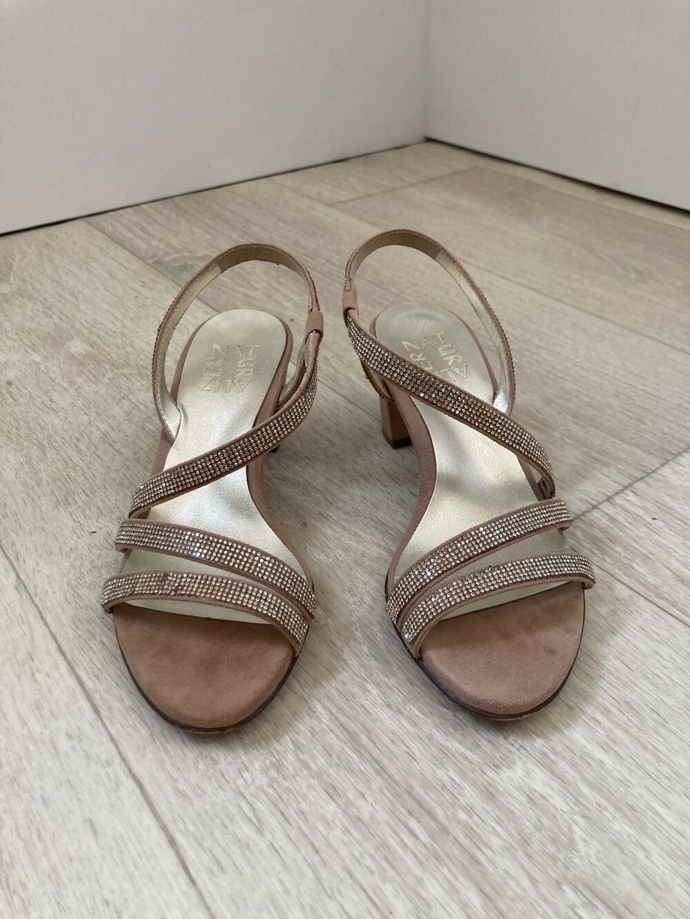 Naturalizer Neutral Dress Sandals With Rhinestone Trim, Size 4.5